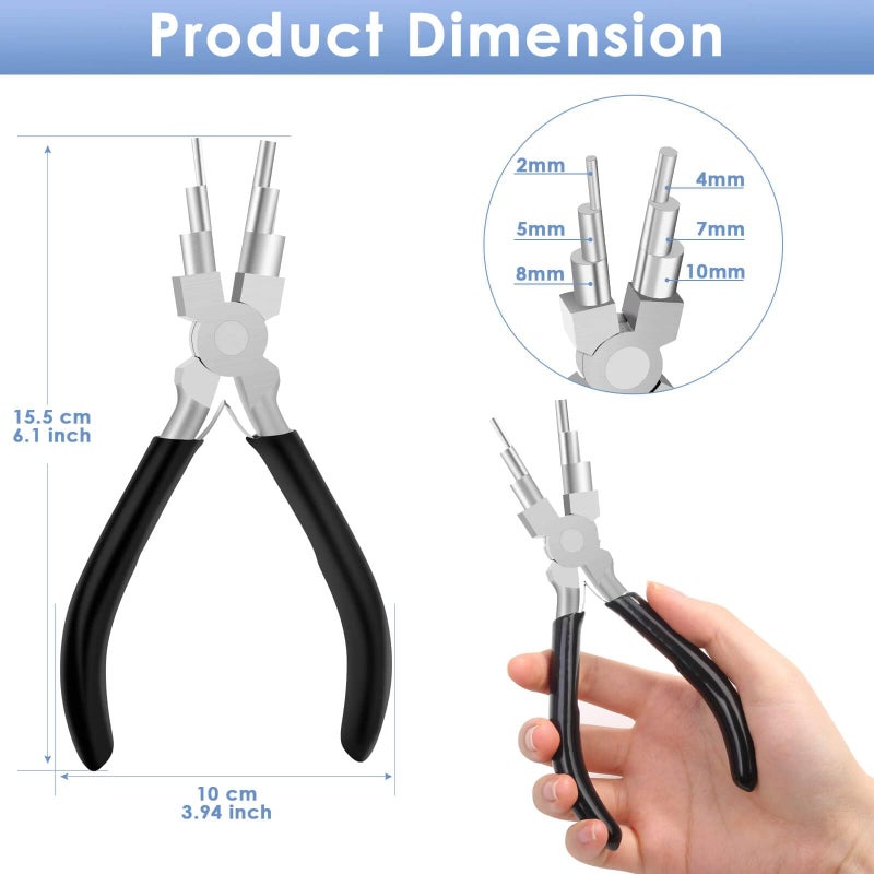 Bukela Bail Making Pliers, 6 in 1 Round Nose Pliers for Making Jump Rings, Wire Wrapping, Jewelry Making, Loop Making, Forming Bends - Image 2