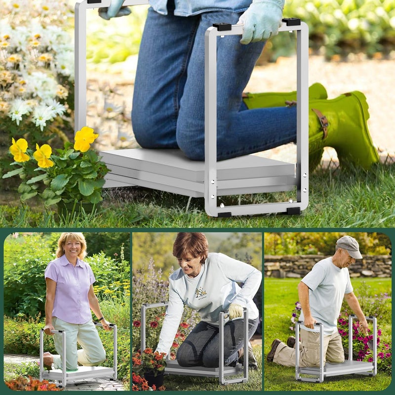 FLINTER Wider Garden Kneeler and Seat, Heavy Duty Thick Gardening Bench for Kneeling and Seat - Garden Kneelers for Seniors, Gardening Stools for Women, Grandparents, Gardeners, Gray - Image 2