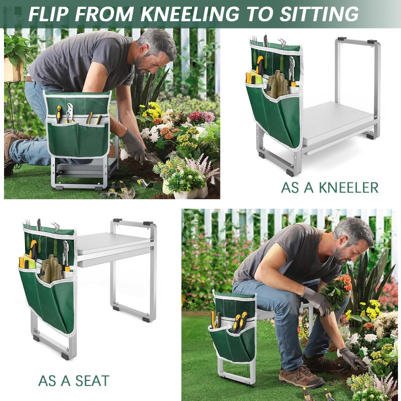 FLINTER Wider Garden Kneeler and Seat, Heavy Duty Thick Gardening Bench for Kneeling and Seat - Garden Kneelers for Seniors, Gardening Stools for Women, Grandparents, Gardeners, Gray - Image 3