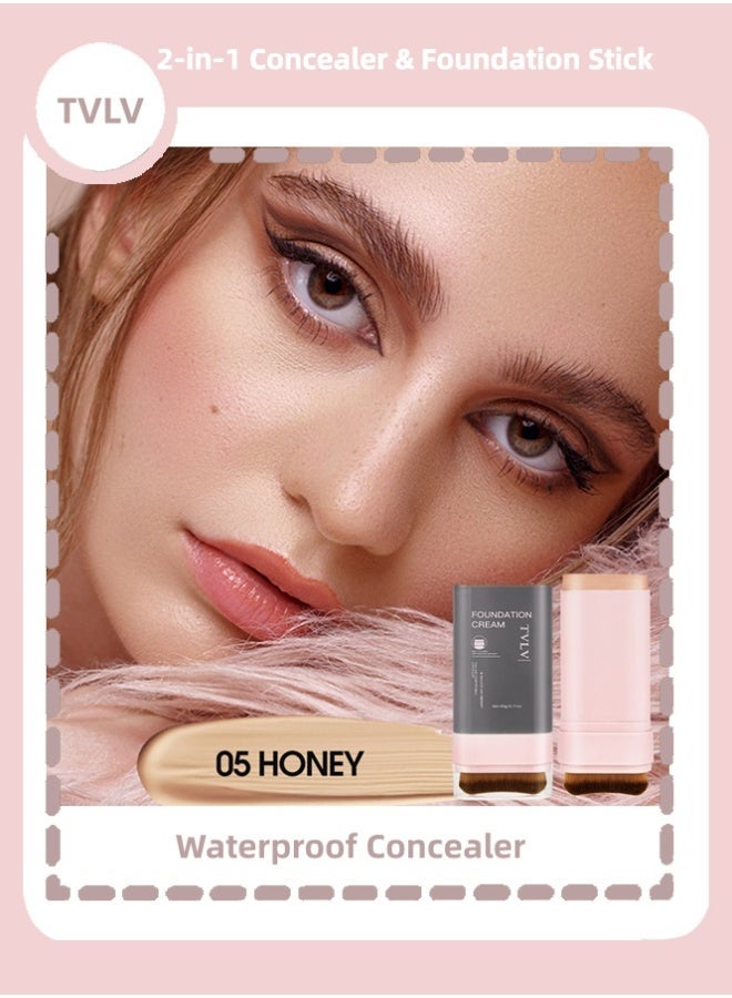 TVLV [Waterproof Concealer] 2-in-1 Concealer & Foundation Stick Waterproof, Sweat-Resistant |  05#HONEY/ - Image 1