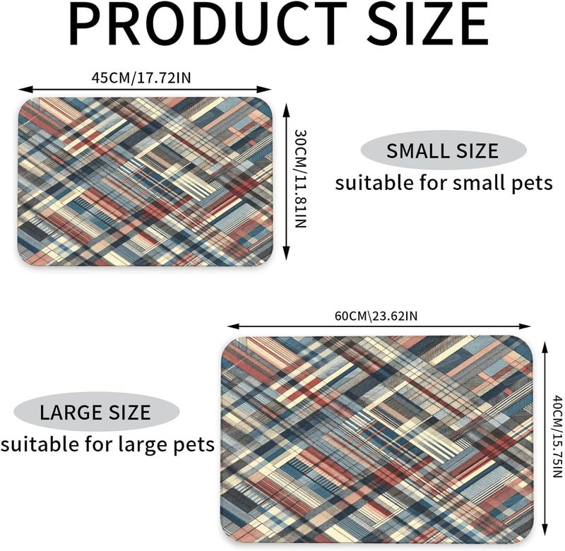 Pet Feeding Mat for Floors Waterproof Dog Mat for Food and Water Seamless Texture Pattern Plaid Design Absorbent Quick Dry Non Slip Mats Cat Bowls 18X12In - Image 4