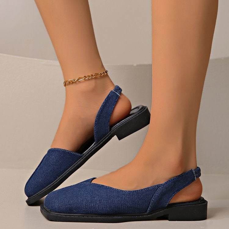 Style Baotou Sandals For Women, Girls' Square Toe Slip-On Lazy Bean Sandals For Women - Image 3