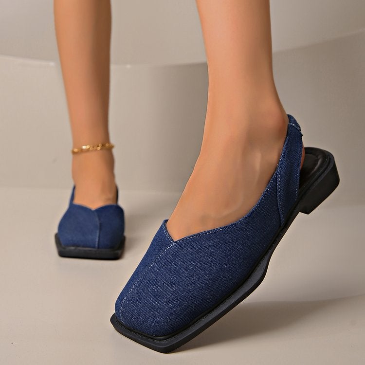 Style Baotou Sandals For Women, Girls' Square Toe Slip-On Lazy Bean Sandals For Women - Image 1