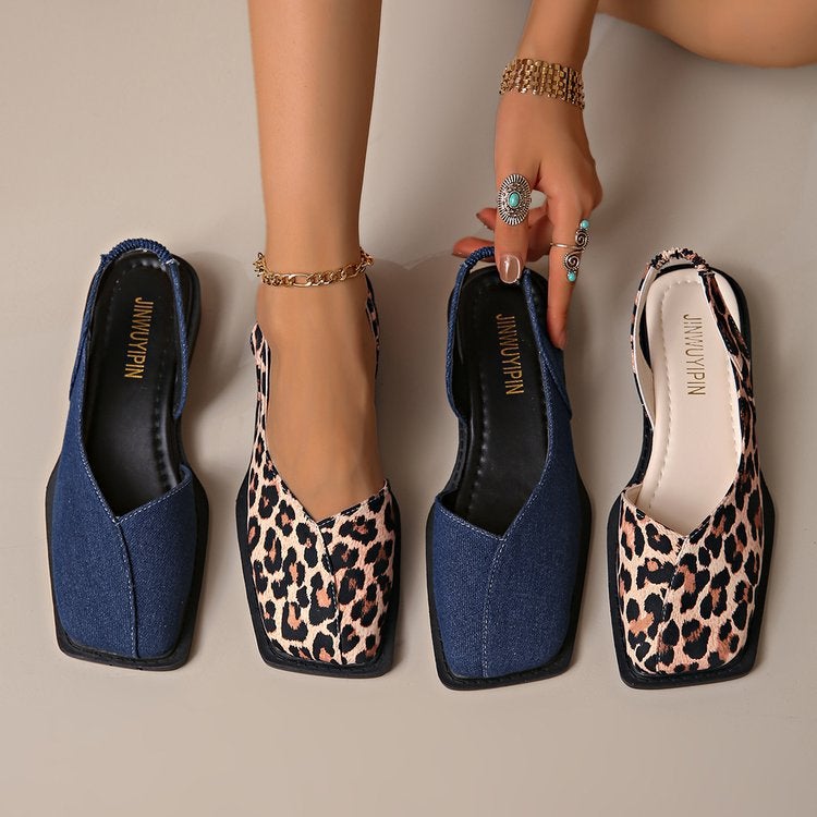 Style Baotou Sandals For Women, Girls' Square Toe Slip-On Lazy Bean Sandals For Women - Image 2