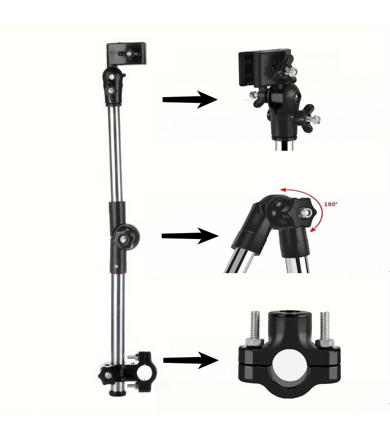 Universal Bracket Umbrella Stand With 360 Degree Adjustable Bracket For Wheelchairs Bicycles And Anglers Foldable Multifunctional Design Sturdy Construction Safety Clamp All Weather Protection - Image 5