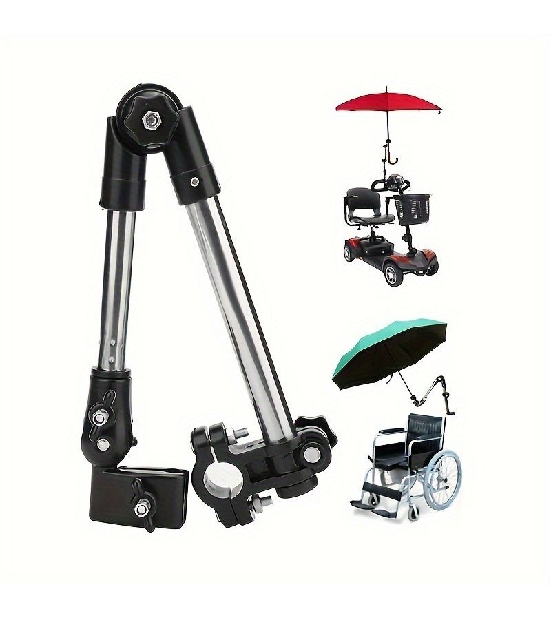 Universal Bracket Umbrella Stand With 360 Degree Adjustable Bracket For Wheelchairs Bicycles And Anglers Foldable Multifunctional Design Sturdy Construction Safety Clamp All Weather Protection - Image 1