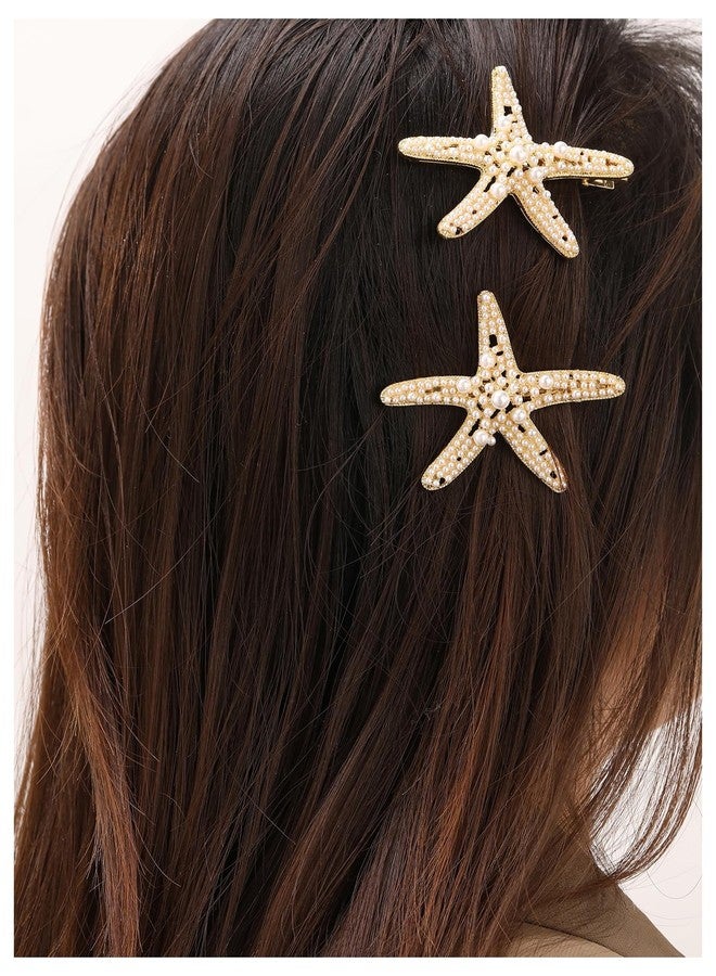 ميك ميشيك مجموعة مشابك شعر ذهبية على شكل نجم البحر من MAKEMECHIC للنساء، قطعتان أو ثلاث قطع، مزينة باللؤلؤ، إكسسوارات شعر صيفية للشاطئ، لون ذهبي، مقاس واحد - Image 5