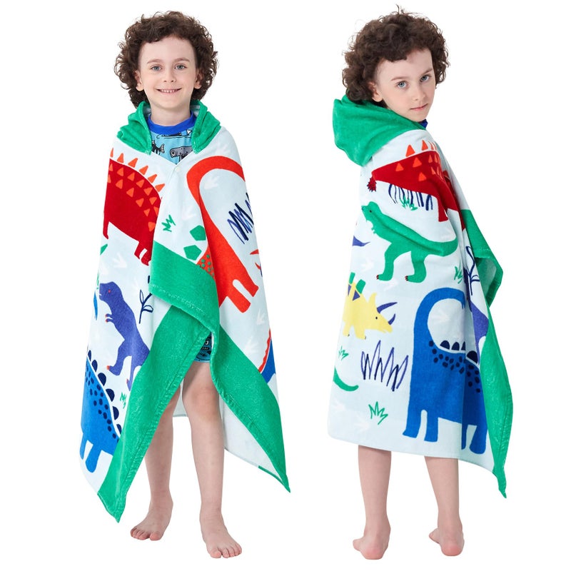 Bavilk Bavilk Kids Bath Towels Kids Towel Girls Boys Hooded BeachBathroomPool Swim Towels 30  50 INCH Large Size Ultra Absorbent Cute Cartoon Animal Full Vitality 100 Cotton Dinosaur Towel Dino 