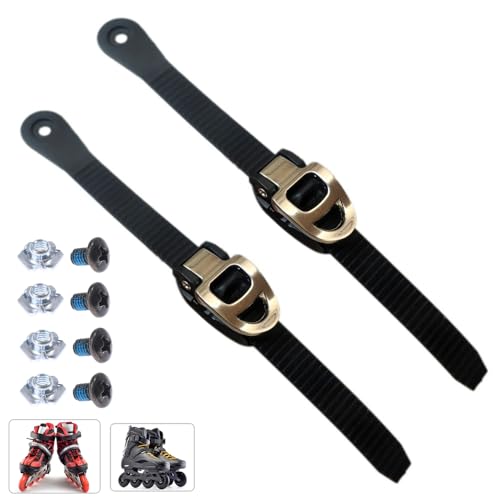 SquEqu 2 Set Roller Skates Strap with Adjustable Buckle Mount Screws Nuts Set Universal Replacement Engergy Straps Latches for Inline Skating Shoes Ice Blades Rollerblades Rollerskates MTB SPD Shoe - Image 1