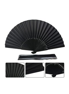 Vitacelli 2 Pieces Folding Hand Fan, Black Silk Fabric Bamboo Ribs Hand Held, Chinese Japanese Vintage Silk Fans Fan for Wedding, Dancing, Church, Party, Gift Gift, DIY Creating  - Image 3