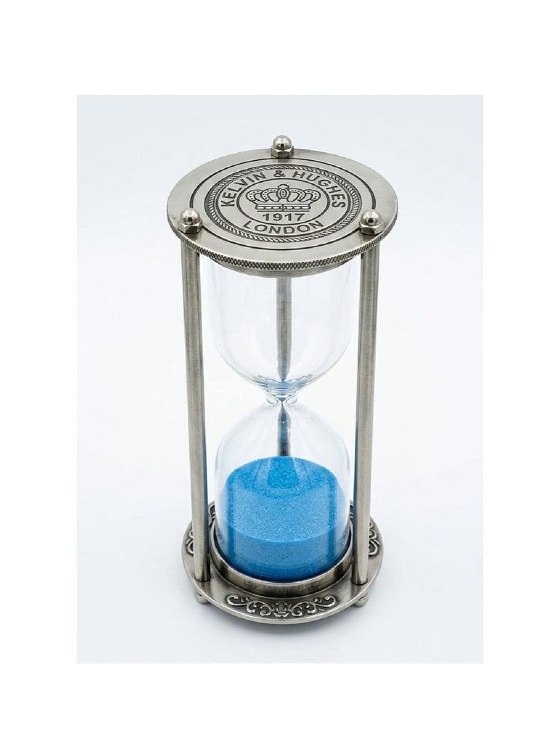 30-minute glass and metal hourglass, silver color - Image 1