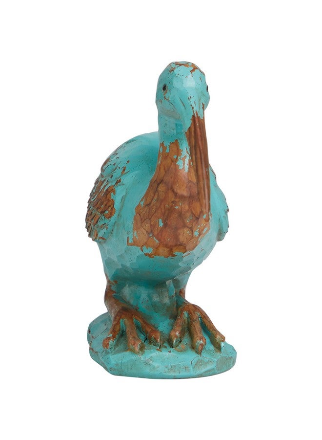 ديكو 79 تمثال طائر مزخرف من بوليستون من مجموعة ديكو 79، ديكور منزلي عتيق مع لمسات مستوحاة من الخشب البني، تمثال صغير مميز، 3 × 11 × 7 بوصة، أزرق مخضر - Image 4