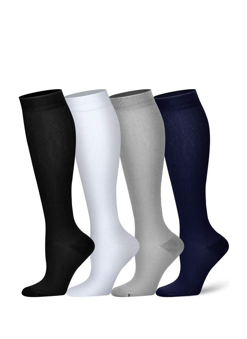 SYOSI - Compression Socks, 4 Pairs for Women and Men, Athletic, Travel, Running, Fitness, Flight Socks, Reduce Calf Pain Faster Recovery - Image 1