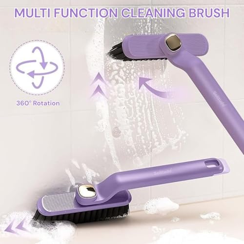 Solitude Multi-Function Toilet & Bathroom Cleaning Brush Hard Bristle Rotating Crevice & Tile Scrubber, Floor & Toilet Cleaner, Grout & Gap Cleaning Tool, Plastic Handle Brush - Image 5