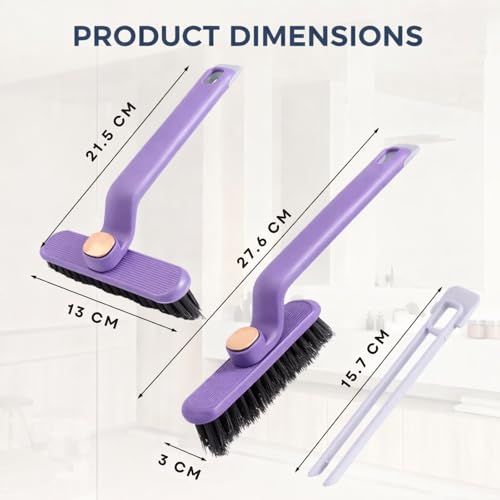 Solitude Multi-Function Toilet & Bathroom Cleaning Brush Hard Bristle Rotating Crevice & Tile Scrubber, Floor & Toilet Cleaner, Grout & Gap Cleaning Tool, Plastic Handle Brush - Image 2