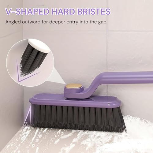 Solitude Multi-Function Toilet & Bathroom Cleaning Brush Hard Bristle Rotating Crevice & Tile Scrubber, Floor & Toilet Cleaner, Grout & Gap Cleaning Tool, Plastic Handle Brush - Image 3