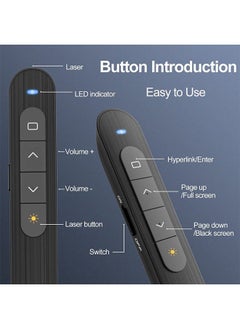 Generic Wireless Presenter, Hyperlink Volume Control Presentation Clicker, RF 2.4GHz USB PowerPoint Remote Pointer, Slide Advancer (Black)  - Image 2