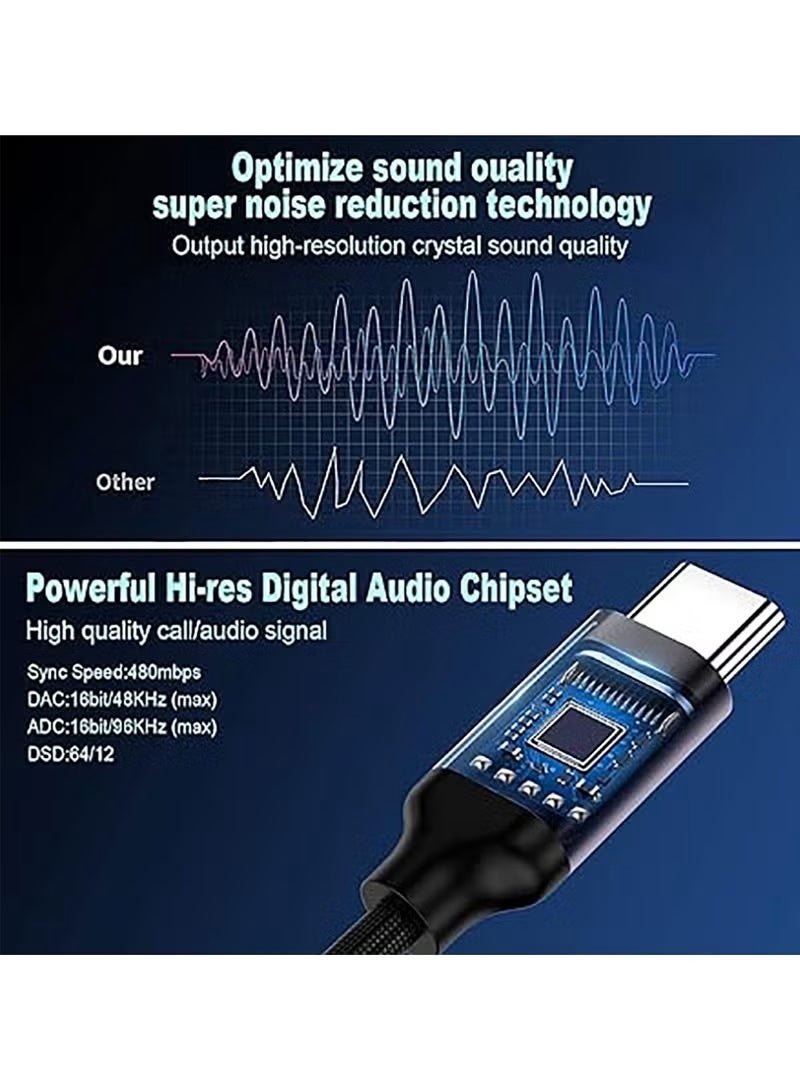 ايساجر محول سماعة رأس USB من النوع C إلى 3.5 مم كابل صوت من النوع C 3.5 جاك محول سماعة رأس لهاتف Samsung Galaxy S25 ultra/S24/S23/S22 - Image 4