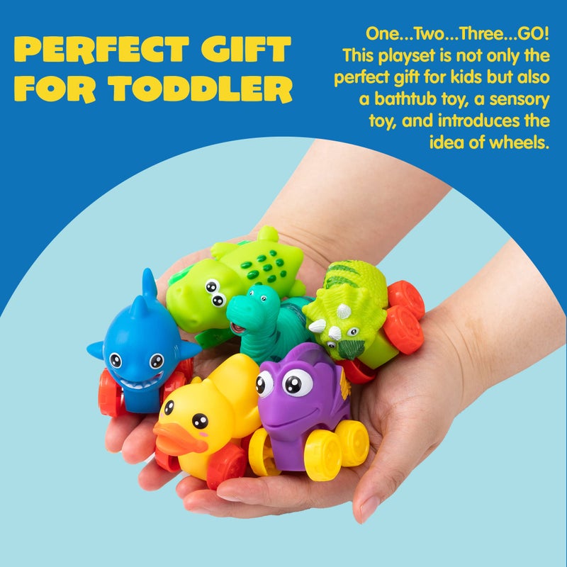 JOYIN Animal Cars, Soft Rubber Car Set Toy, Baby Mini Vehicles, Bath Toy Car for Boys and Girls,Summer Beach and Pool Activity Gift, Party Favors for Kids, Christmas Kids Gifts - Image 5