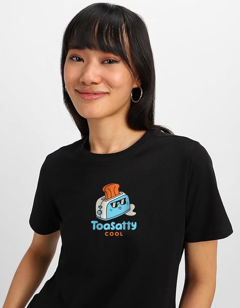 JUNEBERRY® Women’s Regular Fit Pure Cotton Printed T-Shirt | Soft Fabric, Breathable Comfort | Round Neck, Half Sleeves, Round Neck (JB_55_TOSTY_BLK_S) - Image 4