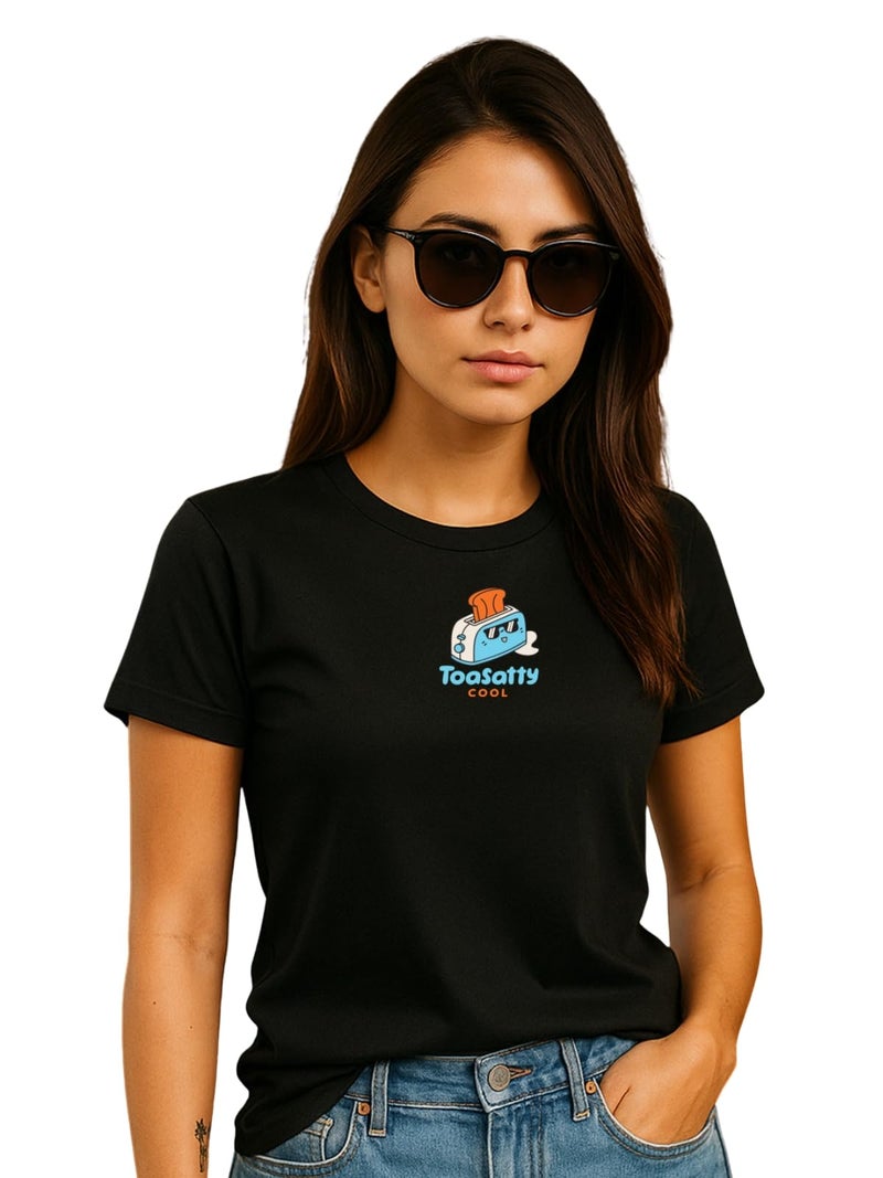 JUNEBERRY® Women’s Regular Fit Pure Cotton Printed T-Shirt | Soft Fabric, Breathable Comfort | Round Neck, Half Sleeves, Round Neck (JB_55_TOSTY_BLK_S) - Image 1