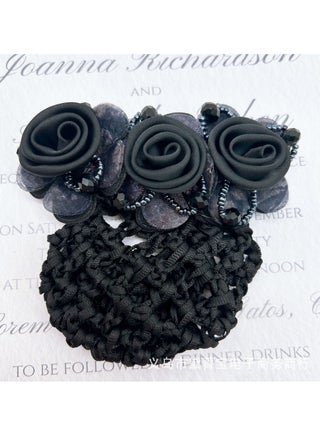 Flower Hair Clip Hair Bun Cover Barrettes Net Hairnet, Elegant Flower Decor Hair Accessories Hair Clip - view 3