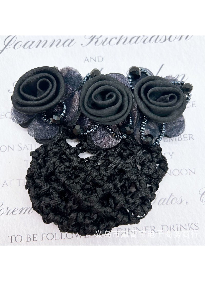 Goolsky - Flower Hair Clip Hair Bun Cover Barrettes Net Hairnet, Elegant Flower Decor Hair Accessories Hair Clip - Image 1