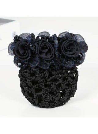 Flower Hair Clip Hair Bun Cover Barrettes Net Hairnet, Elegant Flower Decor Hair Accessories Hair Clip - view 2