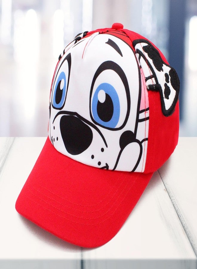VRITRAZ Puppy Cartoon Character Printed Little Cap for Kids, Baby Girls & Boys 3-12 Years (Color-Red) - Image 3
