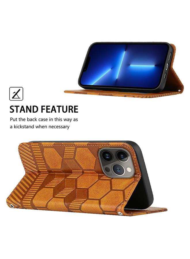 S-TOP Case For iPhone 15 Pro Max Football Texture Magnetic Leather Flip Phone Case - Image 4