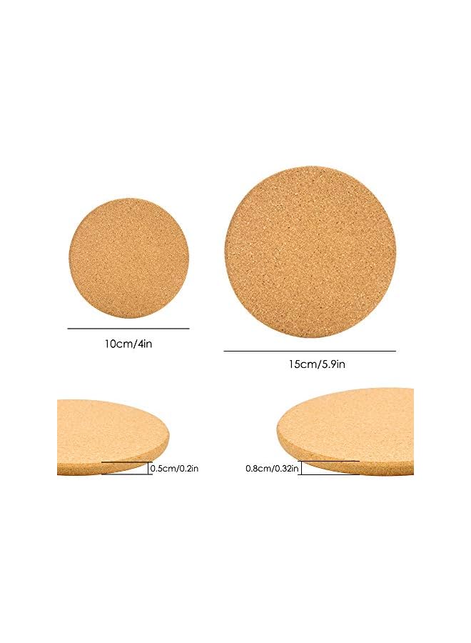 The Bros 6 Pack Cork Coaster Set, Round Brown Absorbent Cork Mat Suitable for Plants Drinks Pans Mugs Glasses DIY Craft-4 Inch,6 Inch - Image 2