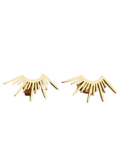 Generic MANIKAN Gold-Toned Metallic Feather Ear Studs, Pair, stainless steel  - Image 1