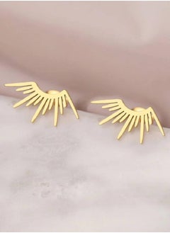 Generic MANIKAN Gold-Toned Metallic Feather Ear Studs, Pair, stainless steel  - Image 4
