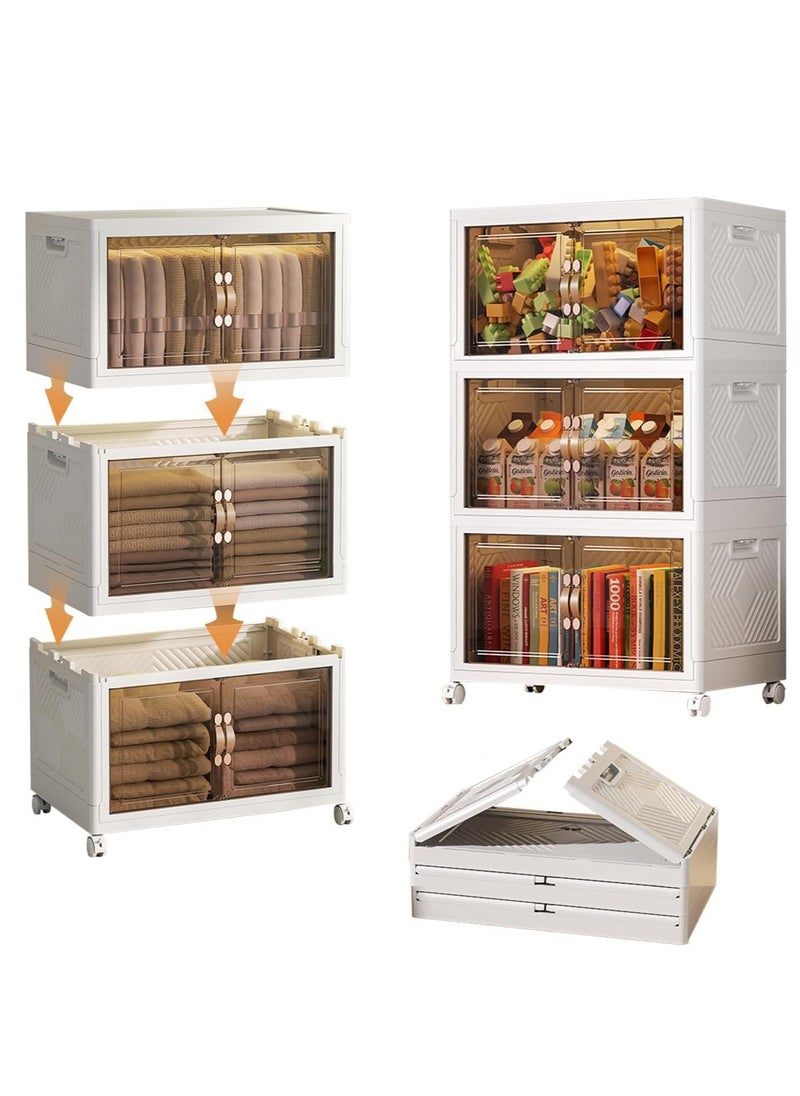 3-Layer Foldable Storage Box, Stackable Storage Bins with Lids and Doors, Collapsible Storage Bins with Wheels, Stackable Cabinet Storage Containers for Home Living Room Office - pzsku/Z829FF4495DB706398E5FZ/45/_/1720527904/a5419688-54f6-4b01-a8b1-ab8c3042bd81