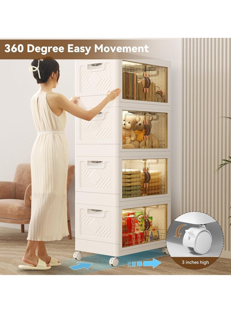 3-Layer Foldable Storage Box, Stackable Storage Bins with Lids and Doors, Collapsible Storage Bins with Wheels, Stackable Cabinet Storage Containers for Home Living Room Office - pzsku/Z829FF4495DB706398E5FZ/45/_/1720528136/40141300-730c-4b3c-bafa-cbede8a5fde7