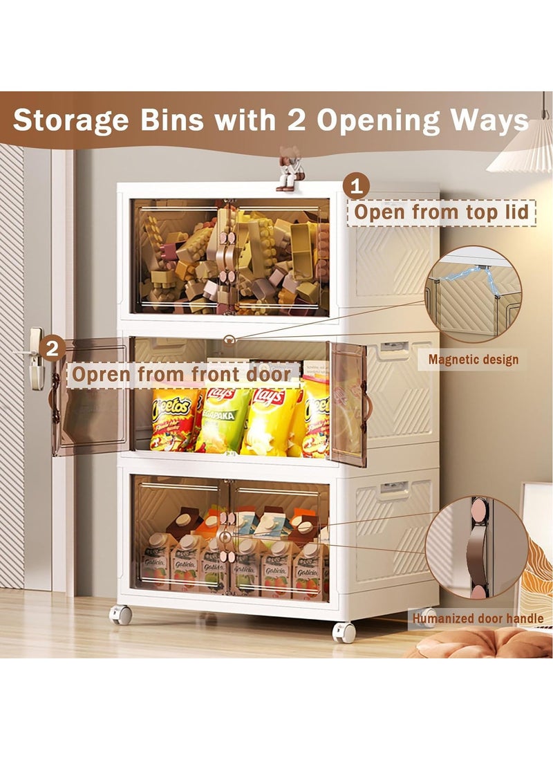 3-Layer Foldable Storage Box, Stackable Storage Bins with Lids and Doors, Collapsible Storage Bins with Wheels, Stackable Cabinet Storage Containers for Home Living Room Office - pzsku/Z829FF4495DB706398E5FZ/45/_/1720528136/911e1673-aa03-4307-ac36-bab3b5a18c48