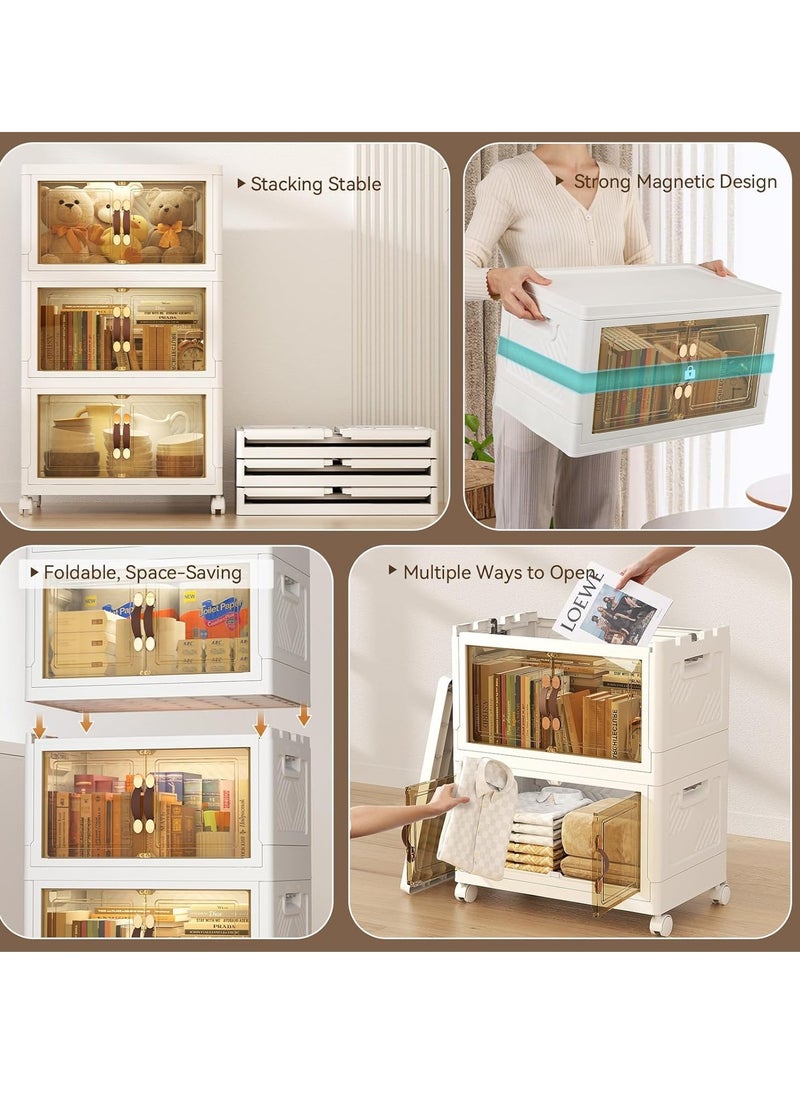 3-Layer Foldable Storage Box, Stackable Storage Bins with Lids and Doors, Collapsible Storage Bins with Wheels, Stackable Cabinet Storage Containers for Home Living Room Office - pzsku/Z829FF4495DB706398E5FZ/45/_/1720528137/93231b63-090d-4325-8772-7ba6a13fb1e8