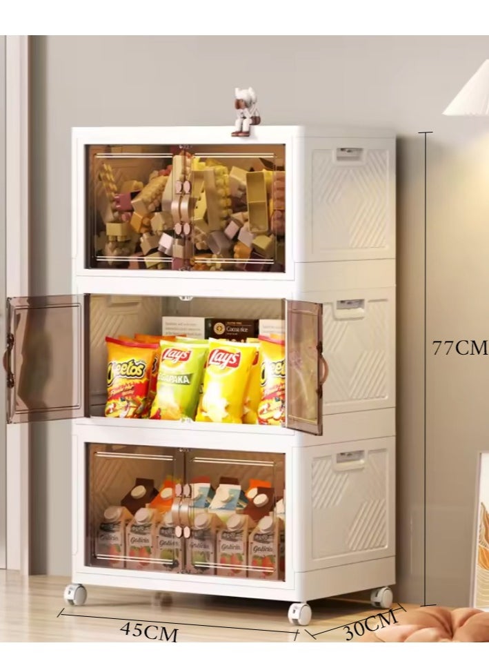 3-Layer Foldable Storage Box, Stackable Storage Bins with Lids and Doors, Collapsible Storage Bins with Wheels, Stackable Cabinet Storage Containers for Home Living Room Office - pzsku/Z829FF4495DB706398E5FZ/45/_/1720575670/b76835e6-6f86-4262-9571-708ee967f004