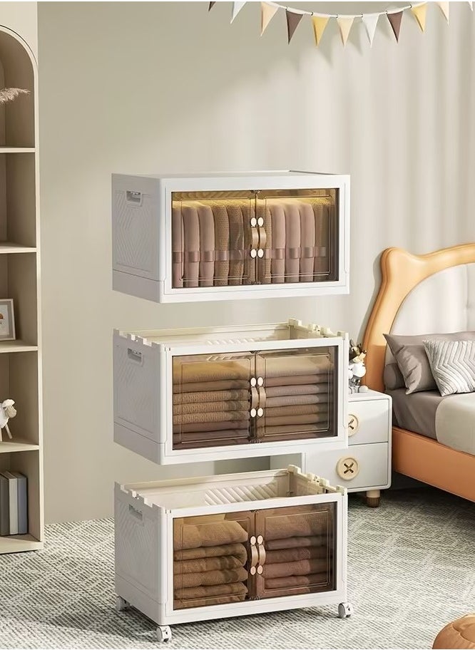 3-Layer Foldable Storage Box, Stackable Storage Bins with Lids and Doors, Collapsible Storage Bins with Wheels, Stackable Cabinet Storage Containers for Home Living Room Office - pzsku/Z829FF4495DB706398E5FZ/45/_/1720575731/5467da92-c79b-45c4-9514-6752dab35d52