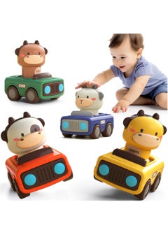 XiuWoo Press and Go Car Toys for Toddlers 1-3, Baby Animal Racing Cars, Infant Play Vehicle Set, Baby Push Go Friction Car Toys for 6-18 Months Boy Birthday Gifts  - Image 1