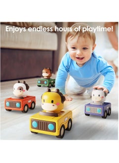 XiuWoo Press and Go Car Toys for Toddlers 1-3, Baby Animal Racing Cars, Infant Play Vehicle Set, Baby Push Go Friction Car Toys for 6-18 Months Boy Birthday Gifts  - Image 5