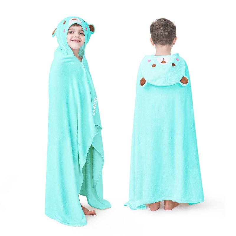 ZIONOR Hooded Bath Towel for Kids  Rayon Made from Bamboo  35 x 50 Extra Large Hooded Towels for Kids 310 UltraAbsorbency Bath Towels Beach Towel for Kids Blue Bear