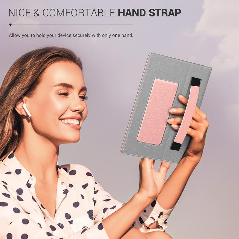 MoKo Universal Case for 6",6.8",7" Kindle eReaders Fire Tablet, Kindle/Kobo/Voyaga/Lenovo/Sony Kindle E-Book Tablet, Lightweight PU Leather Folio Shell Cover Case, with Hand Strap/Kickstand, Rose Gold - Image 5