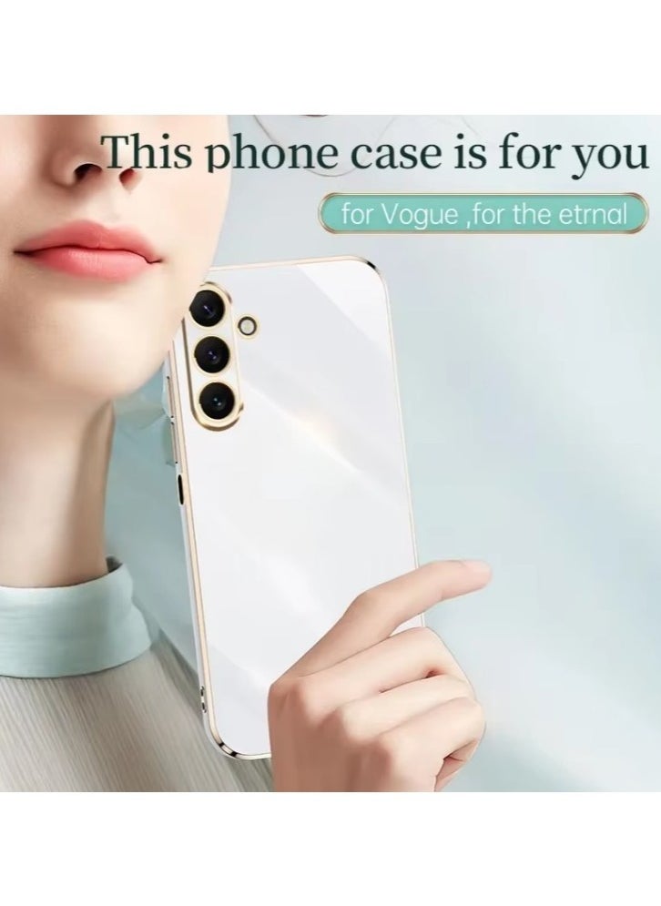 Electroplate Silicone Case Cover for Samsung Galaxy A56 5G plated edge cute love soft TPU buffer, 4 Angle shock protection(Pink)