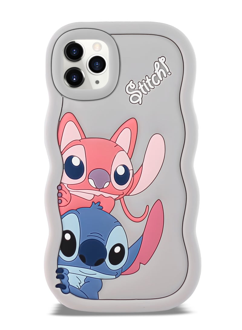 Lilo and Stitch Cartoon 3D Wavy Soft Silicone Phone Case for Iphone 16 Pro Max (Grey) - Image 1