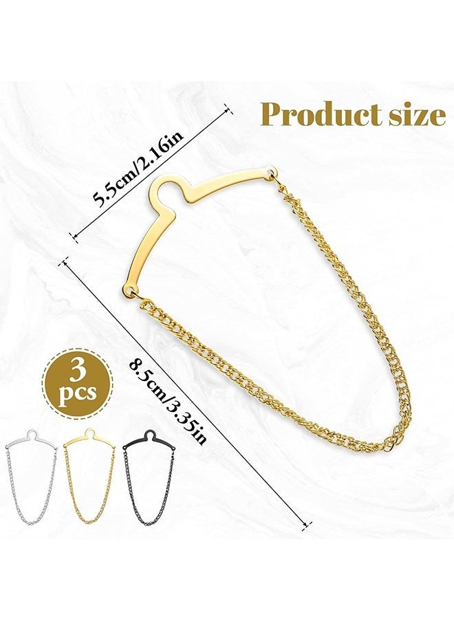 Wffo 3 PCS Tie Chain for Men, Tie Accessories Necktie Clips and Chains with Ring Clasps Suit Elegant Men’s Ties Pins for Business and Wedding Wear Suits Vests Trousers - Image 2