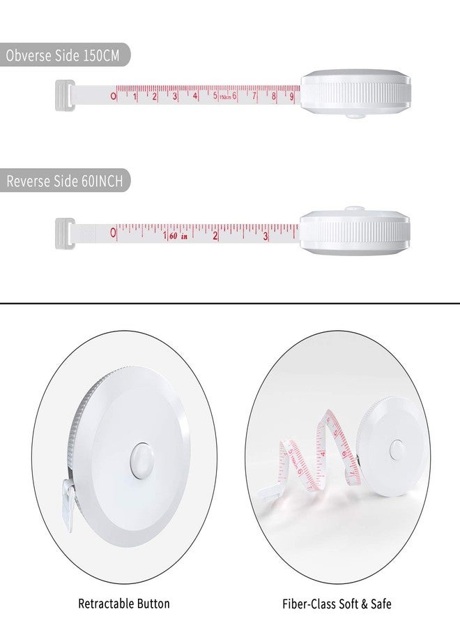 DiCUNO 60-Inch 1.5 Meter Soft and Retractable Tape Measure (3 Pcs of White with Soft Tape) - Image 3
