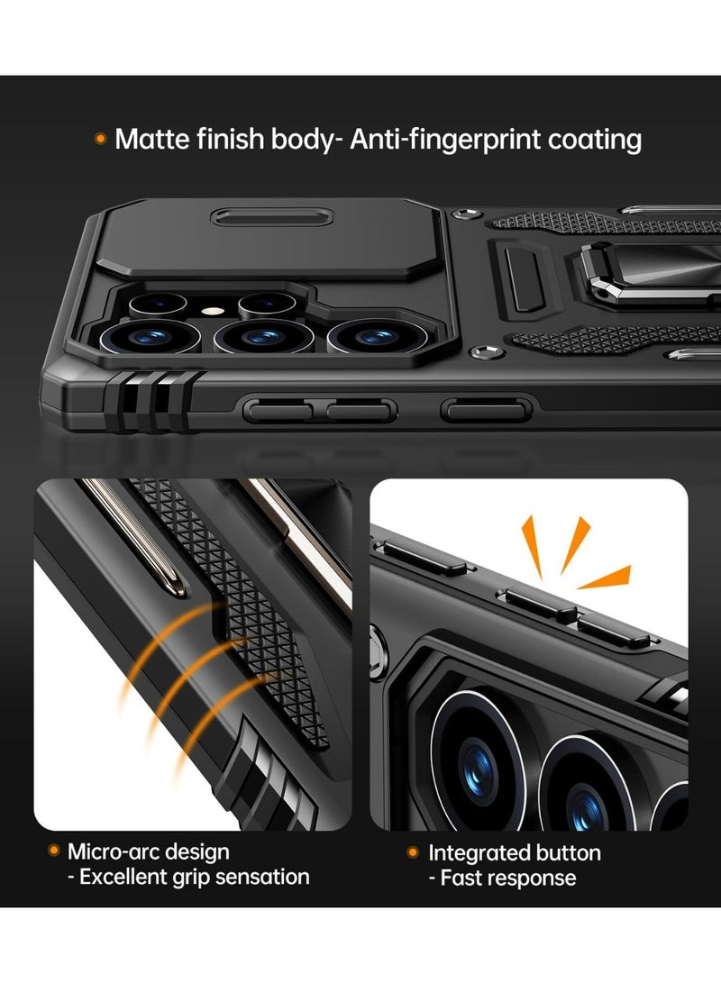 HaDoii Compatible for Samsung Galaxy S26 Ultra Case with Slide Camera Cover, 14FT Military Grade Drop Protection, 360° Rotation Magnetic Holder, Designed for S26 Ultra,Black - Image 2