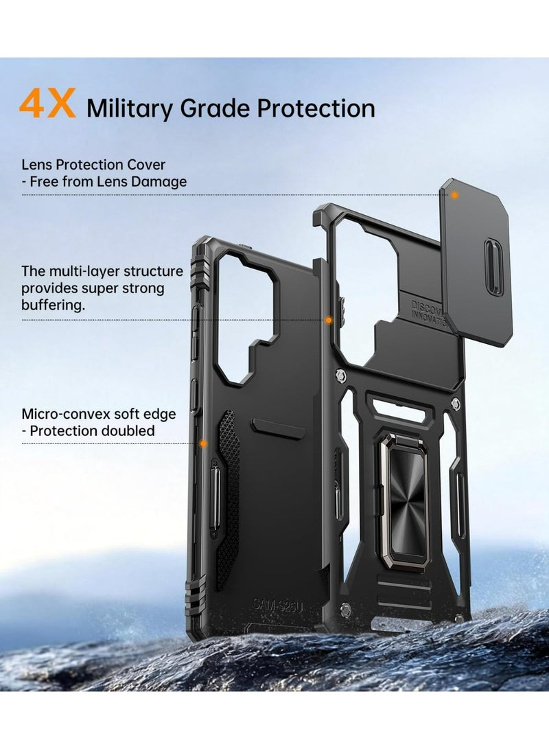 HaDoii Compatible for Samsung Galaxy S26 Ultra Case with Slide Camera Cover, 14FT Military Grade Drop Protection, 360° Rotation Magnetic Holder, Designed for S26 Ultra,Black - Image 4