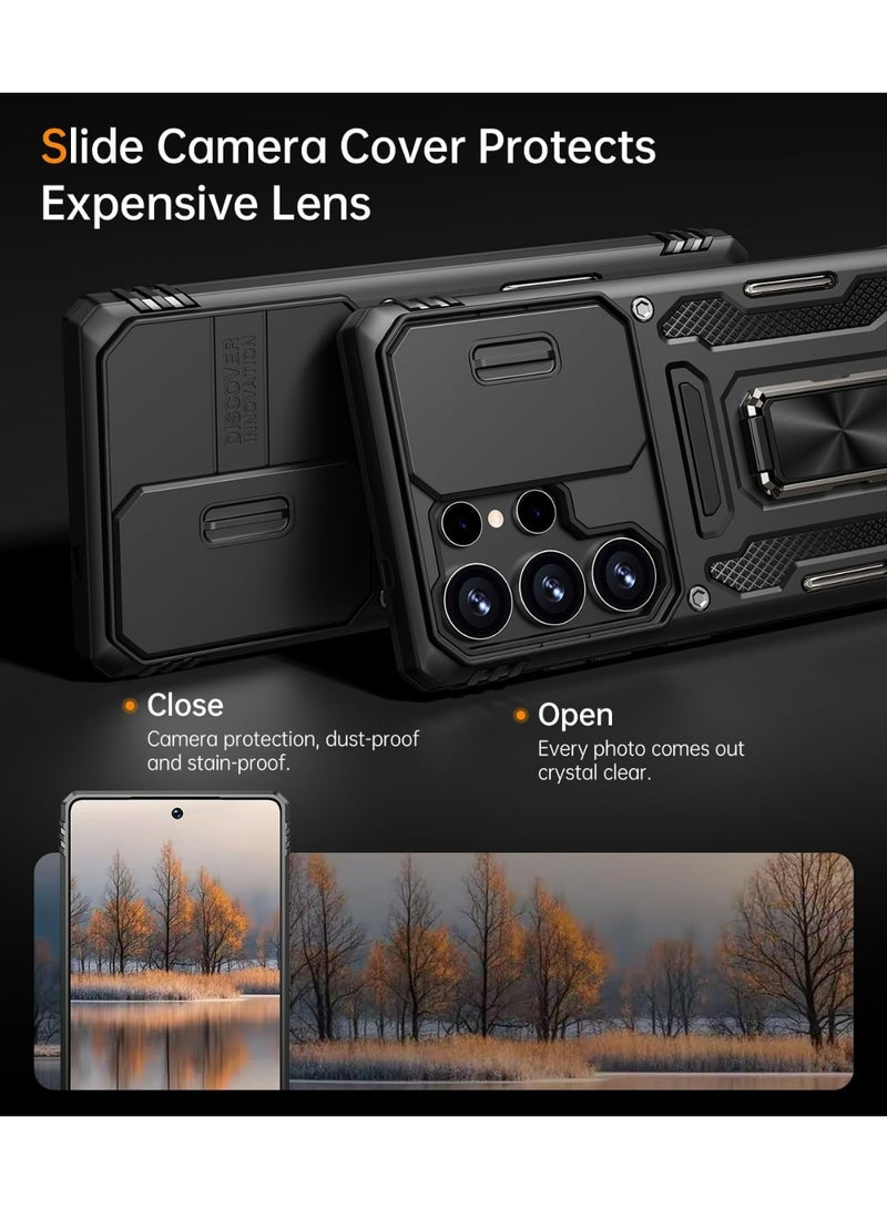 HaDoii Compatible for Samsung Galaxy S26 Ultra Case with Slide Camera Cover, 14FT Military Grade Drop Protection, 360° Rotation Magnetic Holder, Designed for S26 Ultra,Black - Image 5